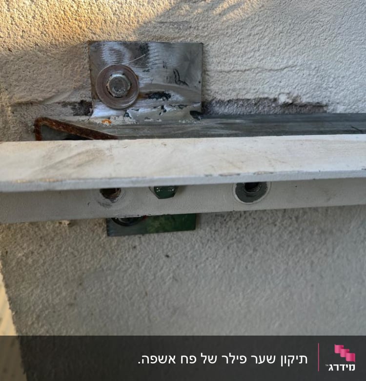 חיבור מתכת עם ברגים על קיר בטון